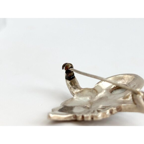 Marcasite Faux Button Pearl Abstract Art Deco Sterling Vintage Brooch Pendant - Picture 3 of 10